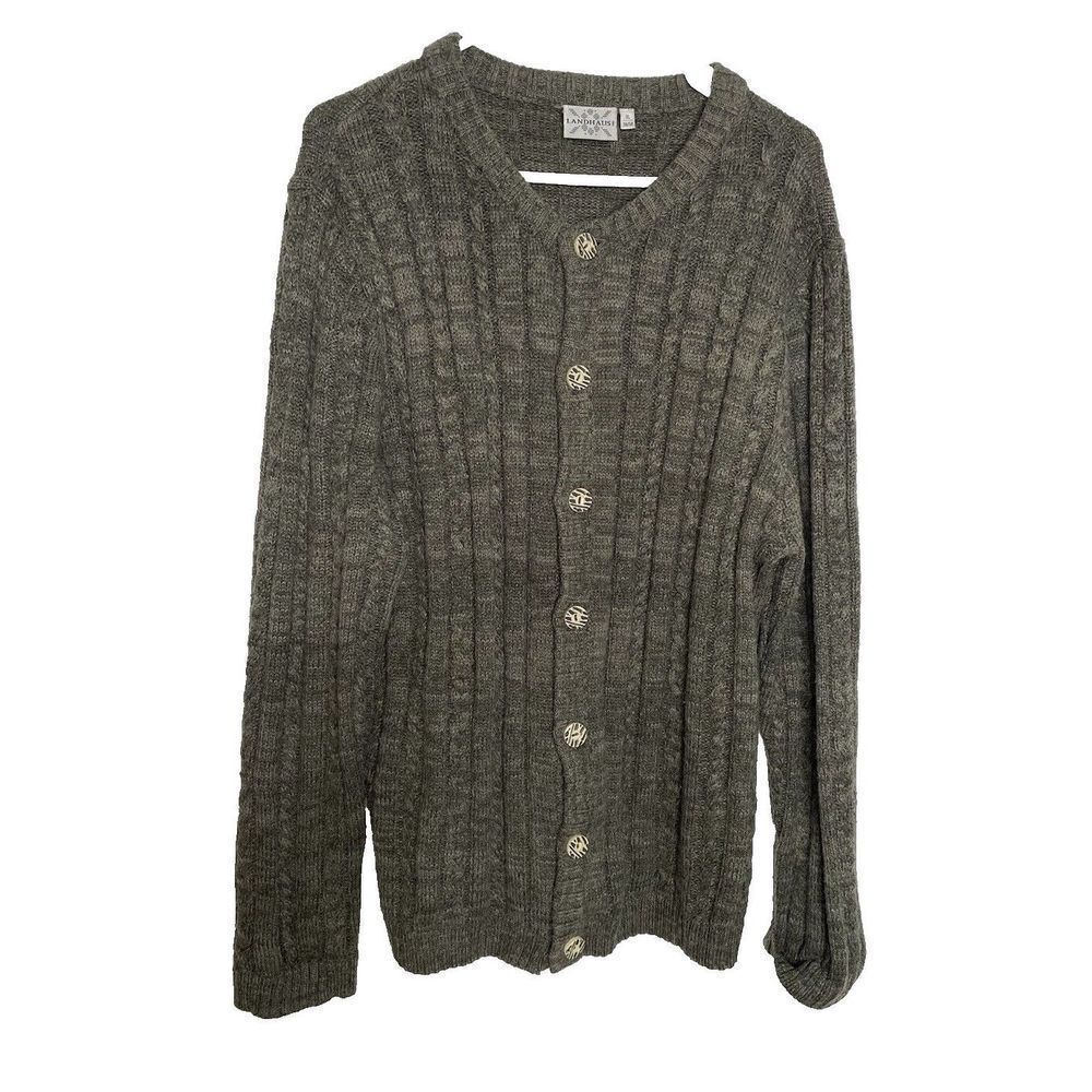 LANDHAUS Size XL Wool Cardigan Cottage Core Nordic Sweater Womens